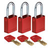SafeKey Padlocks - Aluminium, Red, KA - Keyed Alike, Steel, 38.10 mm, 3 Piece / Box